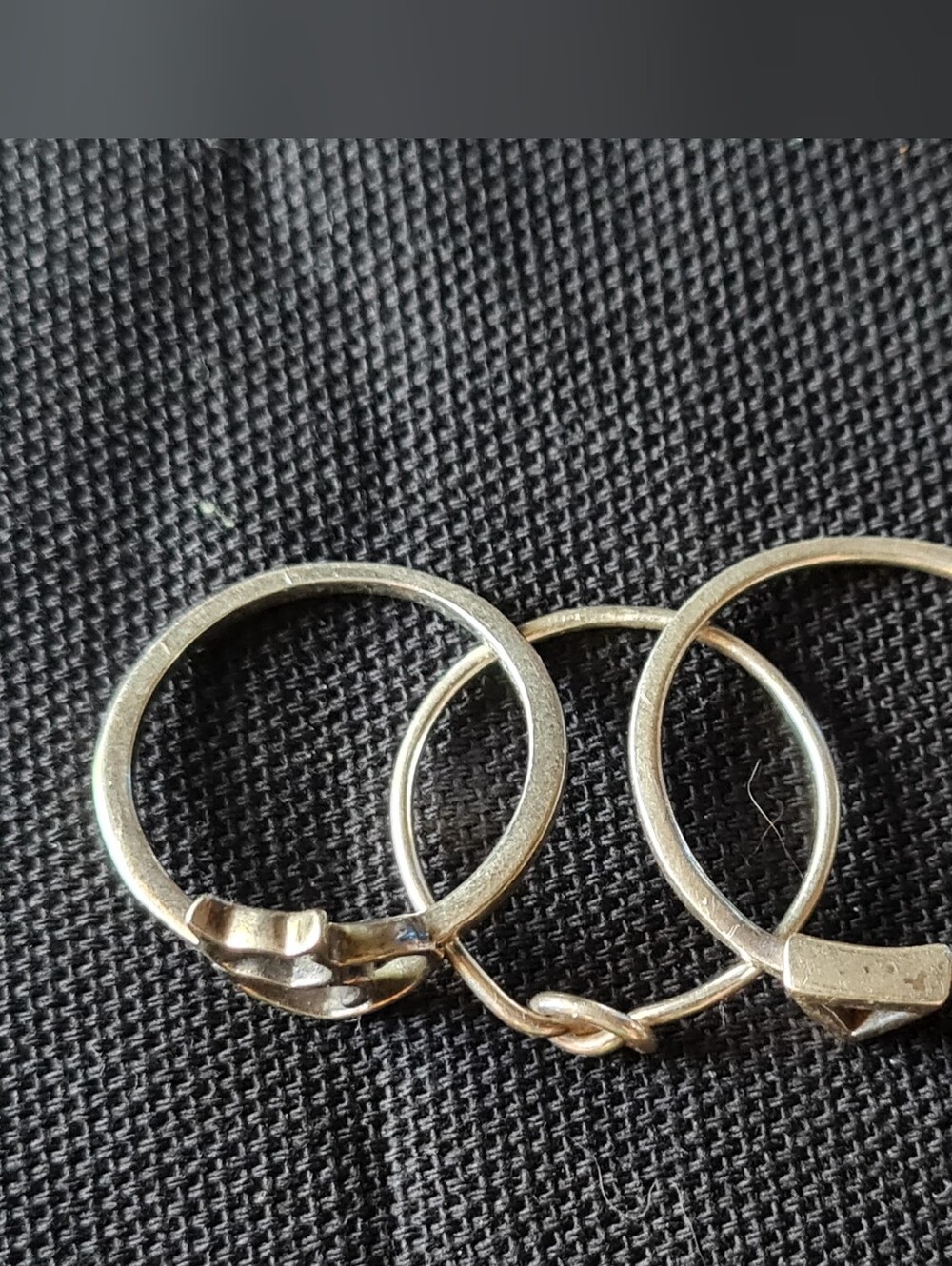 Silver Geometric Stackable Ring Set - Picture 2 of 12